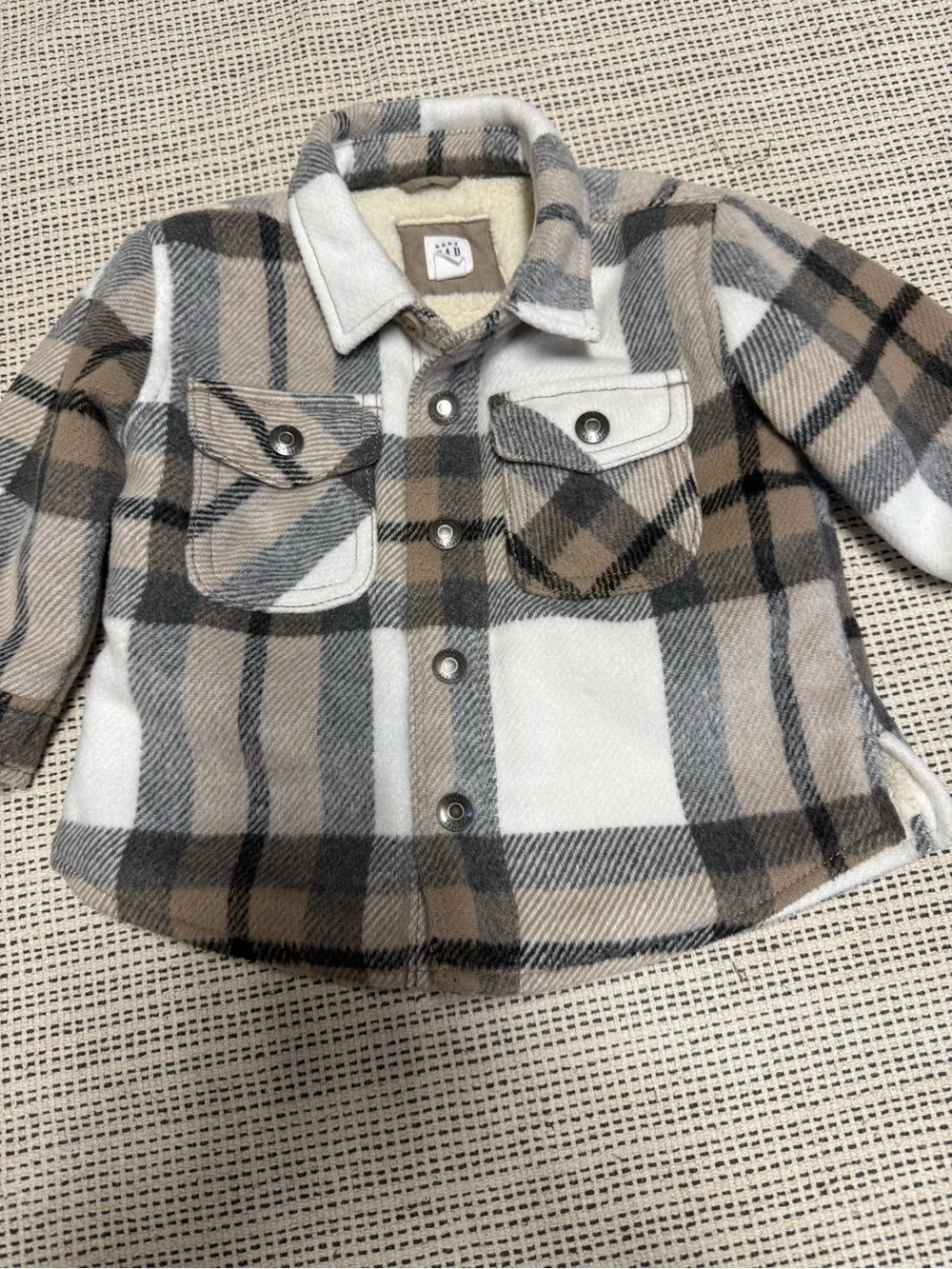 Baby Gap Sherpa-Lined Shacket - Beige & Gray
